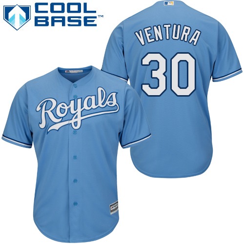 Royals #30 Yordano Ventura Light Blue Cool Base Stitched Youth MLB Jersey - Click Image to Close